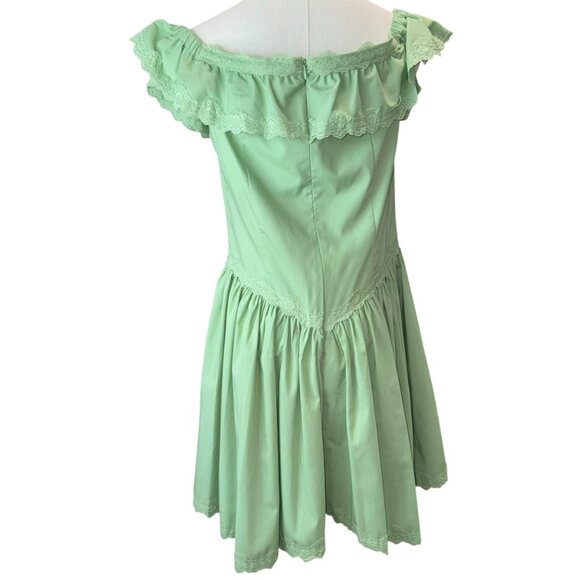 Mare Ware by Anthropologie Green Ruffle Lace Romper Off Shoulder Size M NWT - Picture 2 of 11